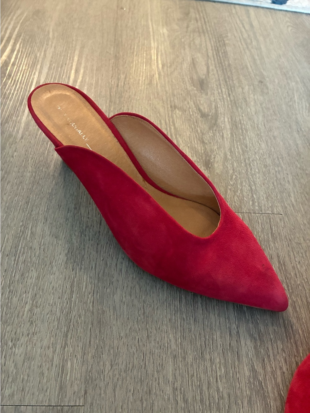 Red Pointed Toe suede Slip-On Mule Women’s Shoe